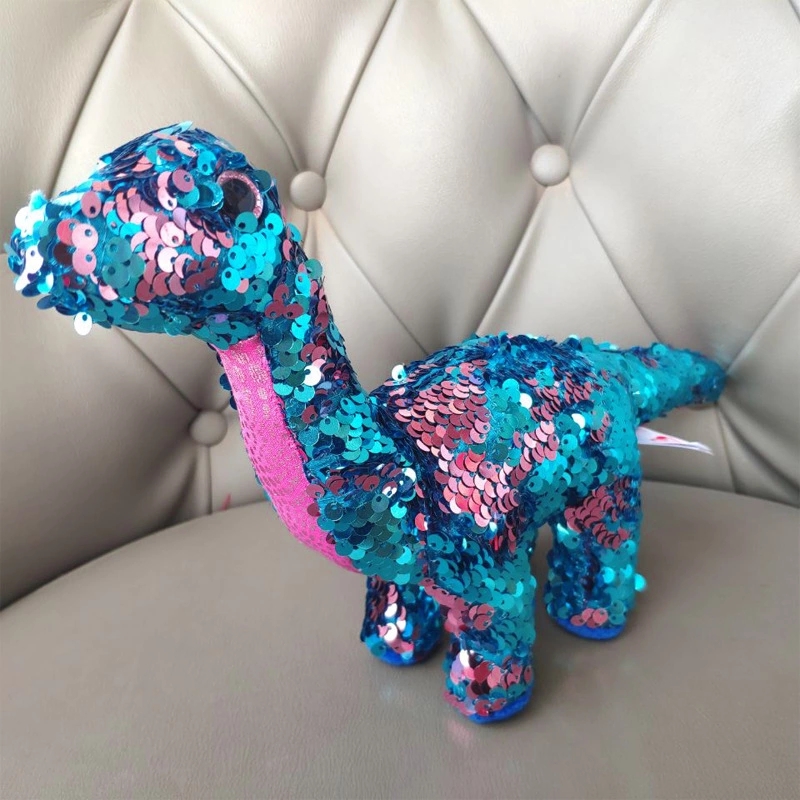 Dinosaur sequined color-changing spaceship space capsule dinosaur doll toy, big-eyed dinosaur model details Picture