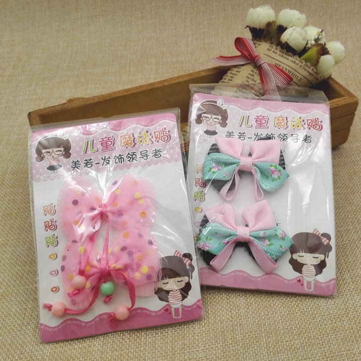 A3512 Children's bow tie Magic Stickers, bangs hair stickers, traceless broken posts, hair accessories and headwear, 2-yuan store in Yiwu Specification image