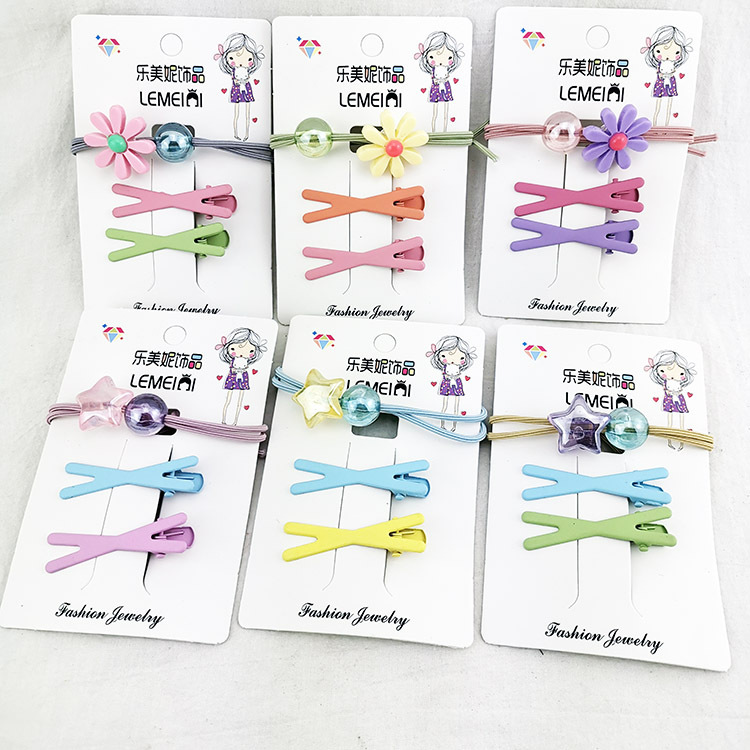 N3321 Fashionable duck clip + rubber band combination, bangs clip, flat clip, edge clip, hair accessory and headwear, 2-yuan store in Yiwu details Picture