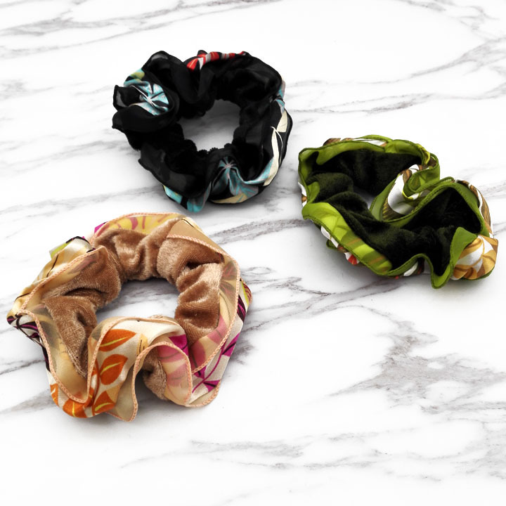 A3742 natural color velvet tie, fabric updo, professional hair accessory, leather band, wholesale and distribution at a two-yuan store Application Scenario