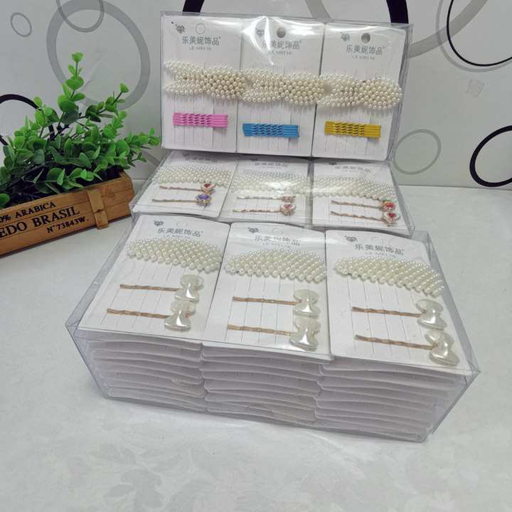 A3712 multiple types of imitation pearl clips, hair clips, bangs clips, headwear and hair accessories, 2-yuan store accessory wholesale Application Scenario