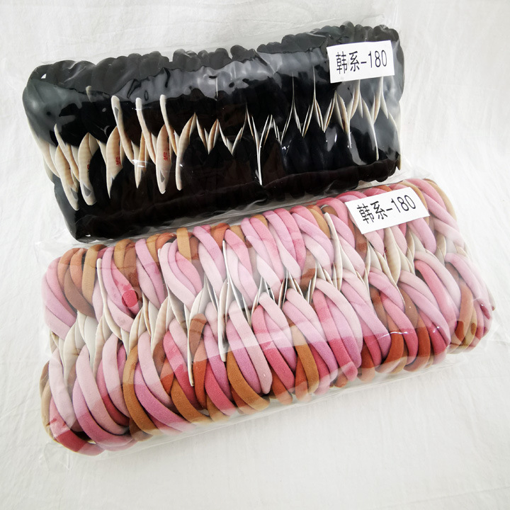 A2341 Korean style -180 high-elasticity rubber band seamless versatile hair tie, hair band accessory, two-yuan store wholesale Specification image