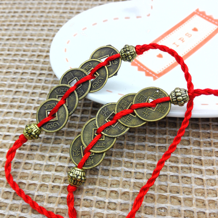 A2413 copper coin red string bracelet jewelry bracelet accessory wholesale in Yiwu 2-yuan 2-yuan store details Picture