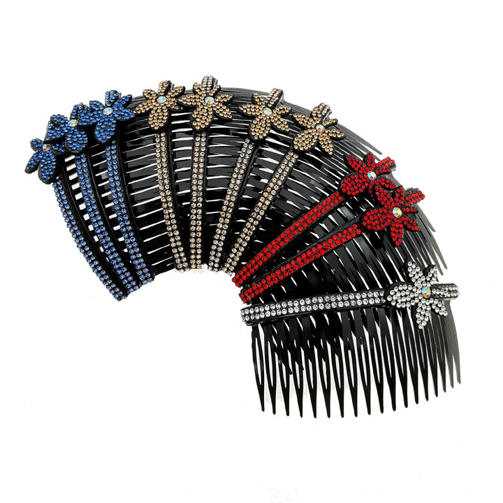 A2914 pearl + Accessories Diamond fork Hair Comb Comb fork Hair Accessory Headwear Plug Comb 2-yuan store wholesale supply Item Picture