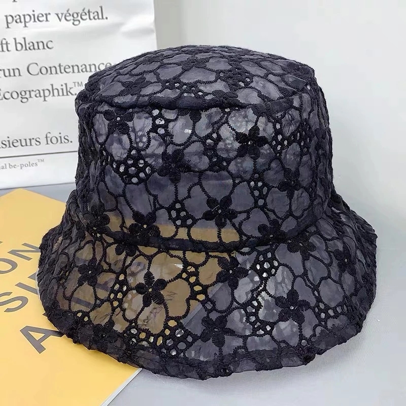 New Korean lace basin hat with hollowed-out hooks, organ-gauze white fairy hat for posing and taking photos, fisherman's hat for summer Specification drawing