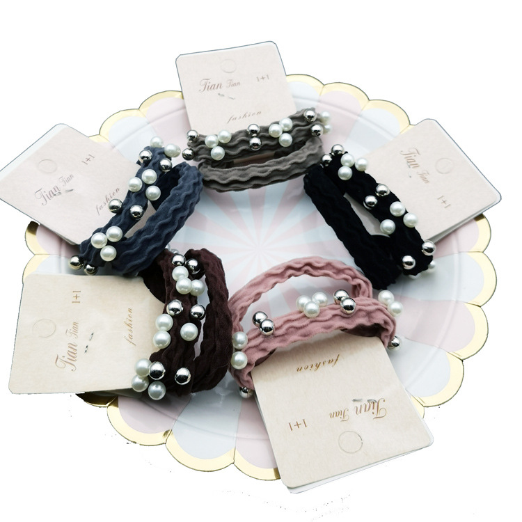 A2835 lace pearl, two rubber bands, Korean-style headwear, hair band and hair rope, wholesale from Yiwu Eryuan Store's street stall Item Picture