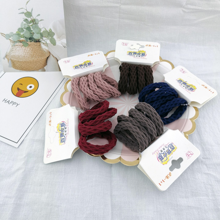 A2718 mesh 4 rubber bands, plush rubber bands, black velvet cloth loop hair rope, hair accessory, wholesale of 2-yuan headwear in Yiwu Application Scenario