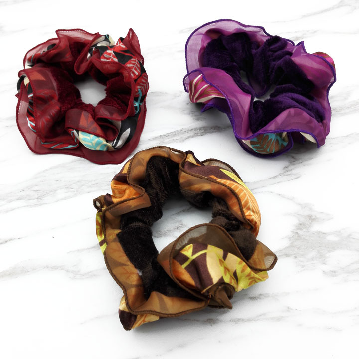 A3742 natural color velvet tie, fabric updo, professional hair accessory, leather band, wholesale and distribution at a two-yuan store Item Picture