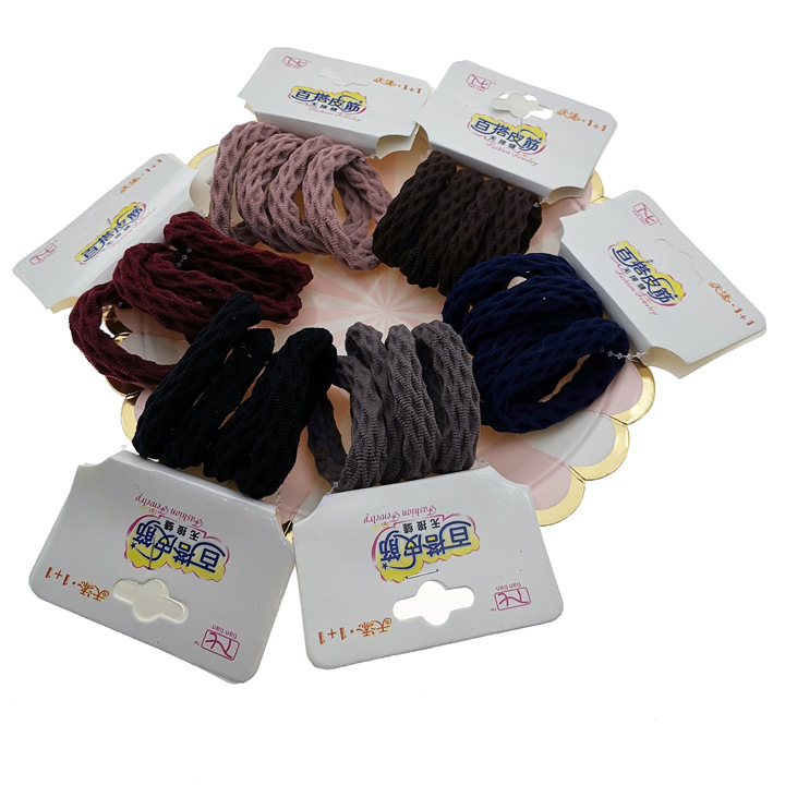 A2718 mesh 4 rubber bands, plush rubber bands, black velvet cloth loop hair rope, hair accessory, wholesale of 2-yuan headwear in Yiwu Item Picture