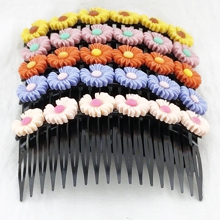 A2932, a row of wrinkled chrysanthemum fashionable fork combs, Japanese and Korean hair combs, fork combs, hair accessories, headwear and hair tips, 2-yuan store supply details Picture