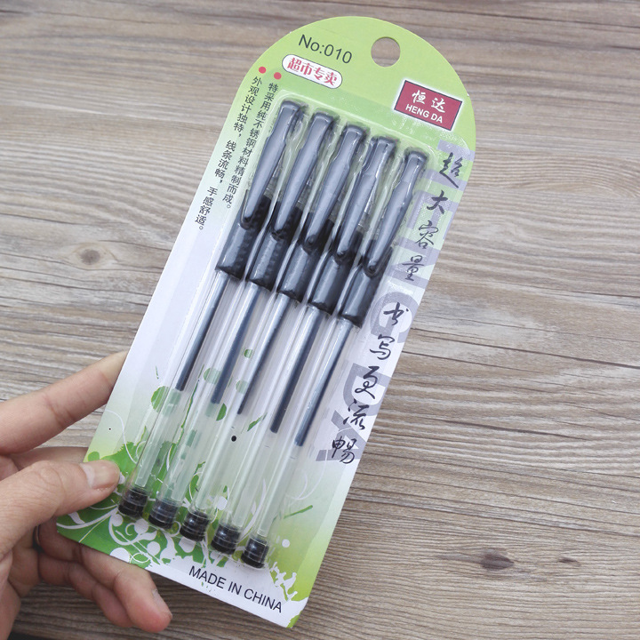 C1124 Five-pen gel pen, five-pen black signature pen, water pen, Carbon pen Black pen, Yiwu 2 yuan Specification image
