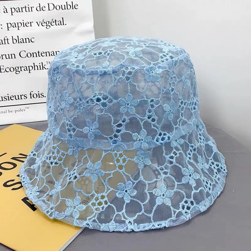 New Korean lace basin hat with hollowed-out hooks, organ-gauze white fairy hat for posing and taking photos, fisherman's hat for summer Application Scenario