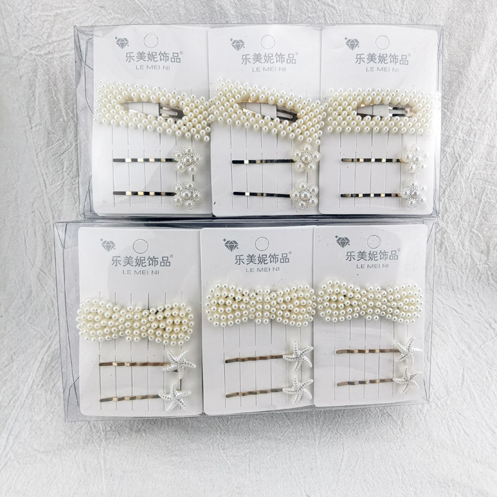 A3712 multiple types of imitation pearl clips, hair clips, bangs clips, headwear and hair accessories, 2-yuan store accessory wholesale details Picture