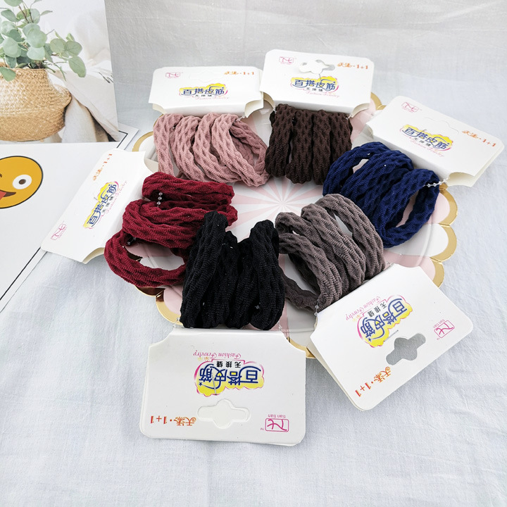 A2718 mesh 4 rubber bands, plush rubber bands, black velvet cloth loop hair rope, hair accessory, wholesale of 2-yuan headwear in Yiwu Specification image
