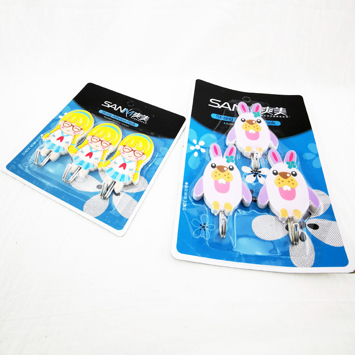 D1434 Three cartoon hooks, creative nail-free hooks, wholesale supply for 2-yuan store in Yiwu Specification image
