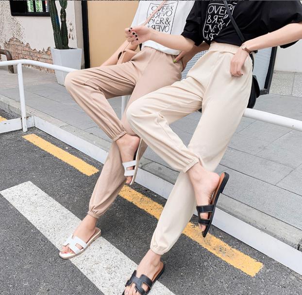 Sports Pants Loose Summer Thin Casual Pants Women's Wide Legs Hanging Bundle Feet Spring And Autumn Fall Feeling Anti-Mosquito Ice Silk Bloomers Specification drawing
