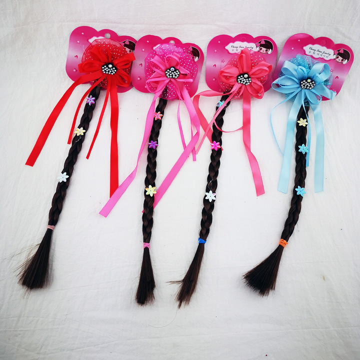 A2942 Premium single large braid forehead chain Princess chain Bow wig Girls' braid hair accessory Item Picture