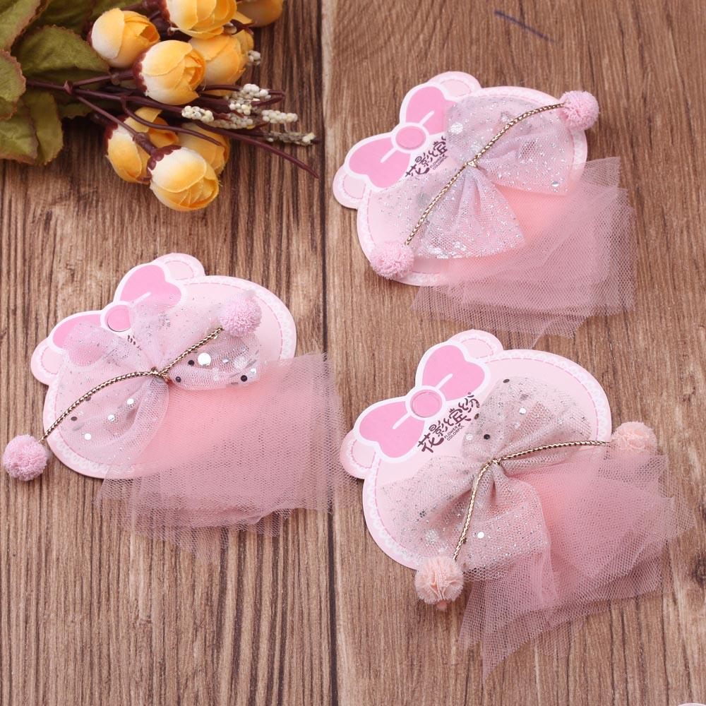Pudding Station Korean pink snowflake mesh bow duckbill clip Princess Cute children's girl hair clip Application Scenario
