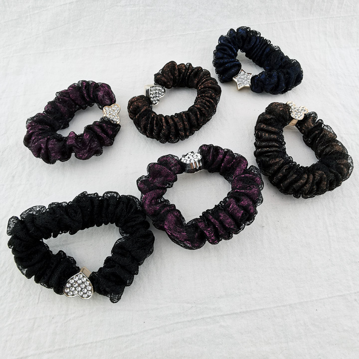 A3344 Diamond-encrusted premium velvet yarn hair band, thick hair rope, hair tie, hair accessory, hair bun, two-yuan store accessory Specification image
