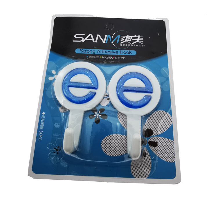 D1621 8030 Two high-quality adhesive hooks, creative nail-free hooks, 2-yuan store wholesale of high-quality goods Item Picture