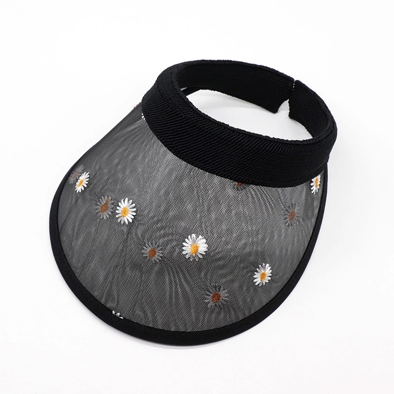 Korean-style children's Daisy embroidery mesh duck tongue hollow top hat, women's summer face covering UV protection sun hat Specification drawing