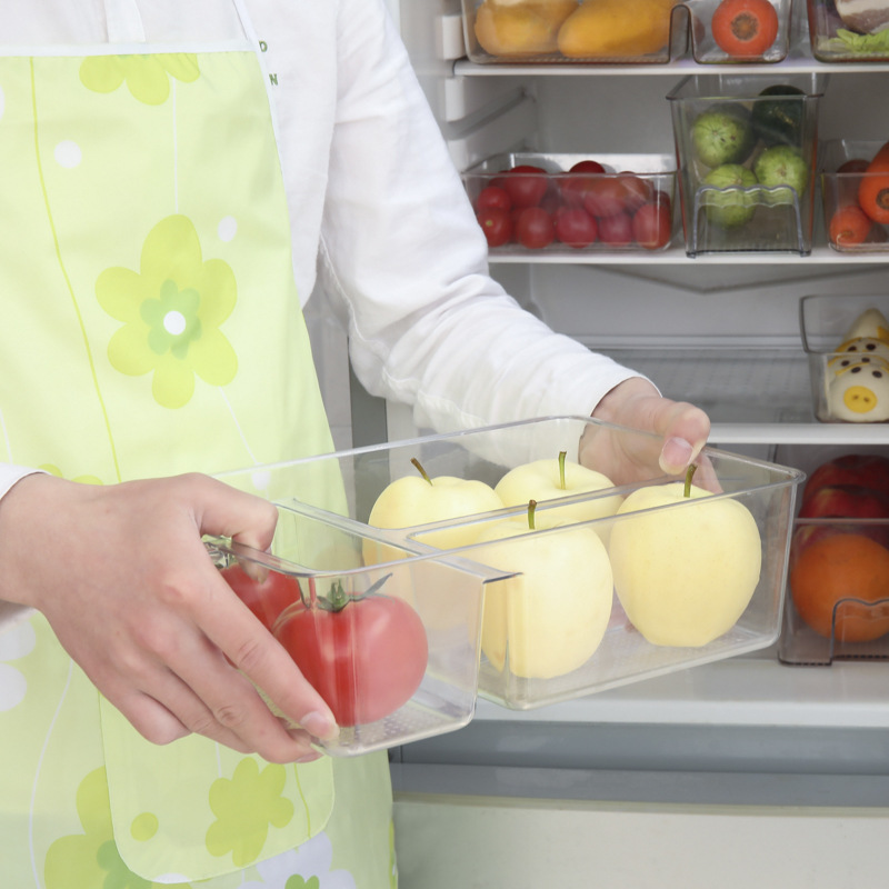 Refrigerator fruit and vegetable storage box, refrigerated kitchen household fresh-keeping box, creative draining vegetable and fruit storage and organization wonder Specification image