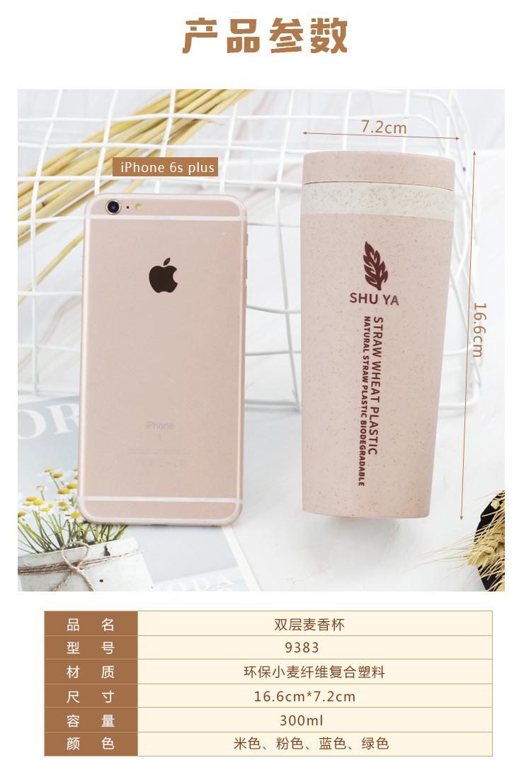 P1132 straw Fiber Double-layer portable travel Cup, Cup gift, 2-yuan store manufacturer Application Scenario
