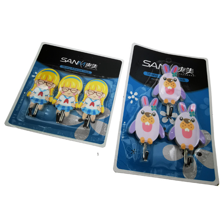 D1434 Three cartoon hooks, creative nail-free hooks, wholesale supply for 2-yuan store in Yiwu Item Picture