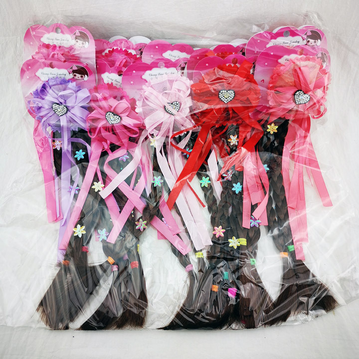A2942 Premium single large braid forehead chain Princess chain Bow wig Girls' braid hair accessory details Picture