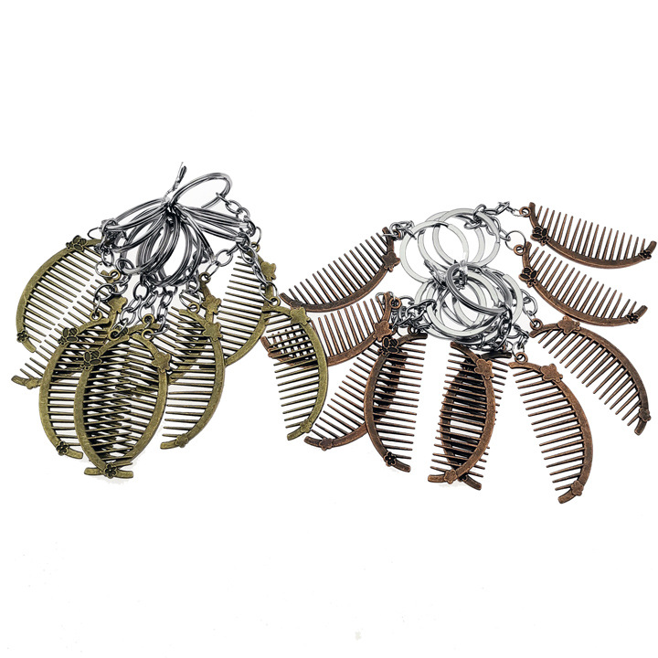 A1242 Antique small copper comb keychain, key chain, retro bag pendant, Yiwu 2 yuan Item Picture