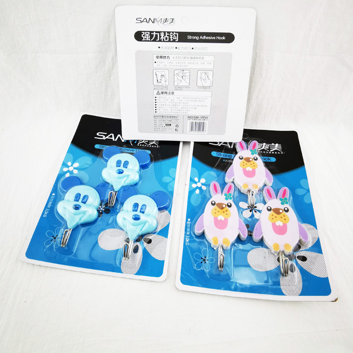 D1434 Three cartoon hooks, creative nail-free hooks, wholesale supply for 2-yuan store in Yiwu details Picture