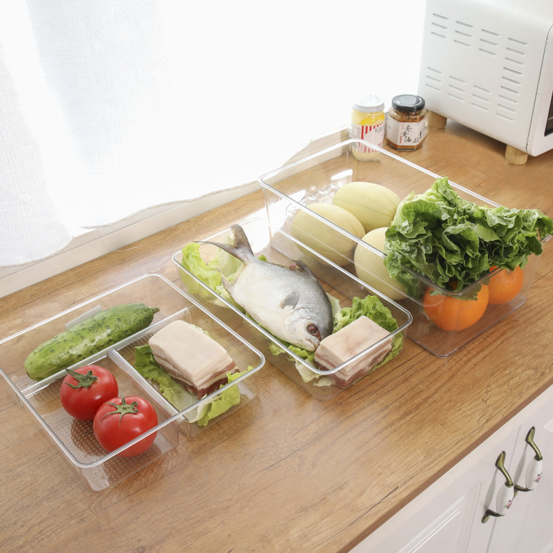 Refrigerator fruit and vegetable storage box, refrigerated kitchen household fresh-keeping box, creative draining vegetable and fruit storage and organization wonder Item Picture
