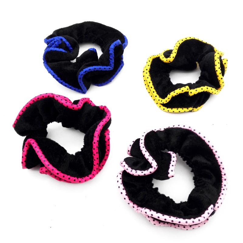 A3736 double-sided hair ring with plush leather band and black velvet cloth ring, 2 yuan in Yiwu, new and unique Specification image