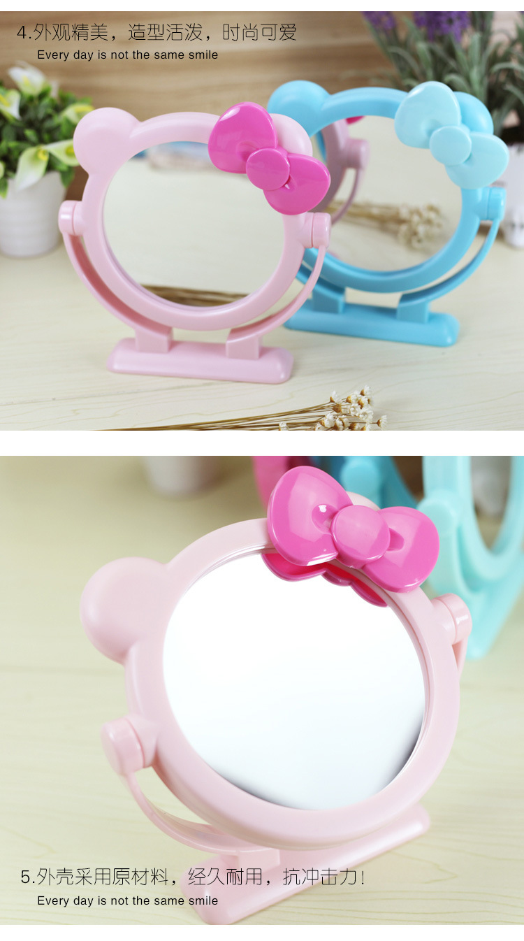 P1242 Children's bow table mirror, makeup mirror, beauty mirror, portable mirror, 2-yuan store, daily necessities supply Specification image