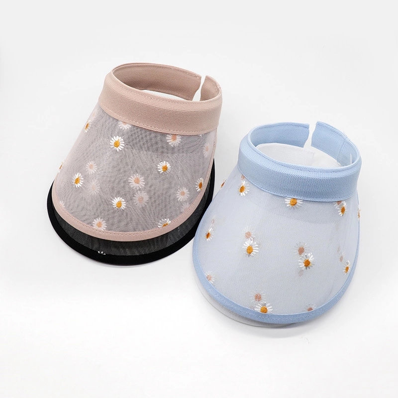 Korean-style children's Daisy embroidery mesh duck tongue hollow top hat, women's summer face covering UV protection sun hat Application Scenario