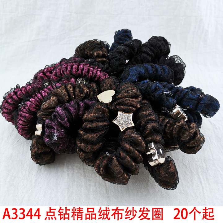 A3344 Diamond-encrusted premium velvet yarn hair band, thick hair rope, hair tie, hair accessory, hair bun, two-yuan store accessory