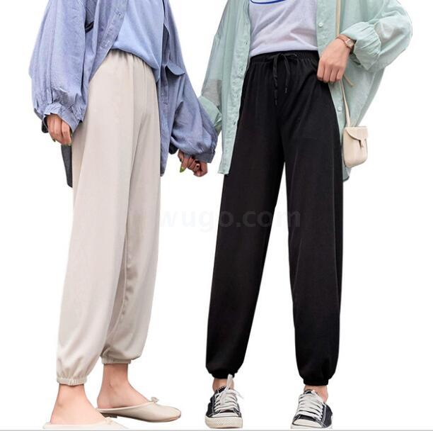 Sports Pants Loose Summer Thin Casual Pants Women's Wide Legs Hanging Bundle Feet Spring And Autumn Fall Feeling Anti-Mosquito Ice Silk Bloomers Item Picture