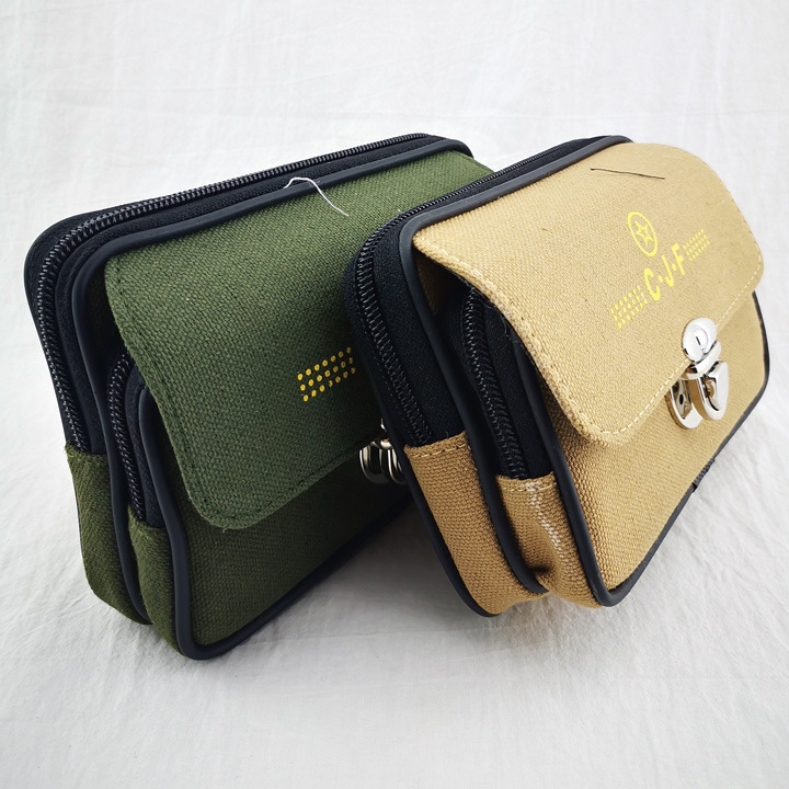 P1821 Horizontal buckle large waist bag, wearing belt, mobile phone waist bag, men's bag factory direct sales, ten-yuan store Specification image