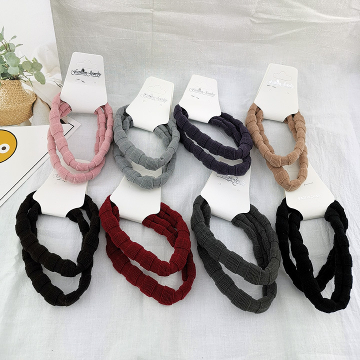 A2632 bamboo joint 2 high-elasticity rubber bands, plush rubber bands, black velvet cloth rings, wholesale of 2-yuan headwear in Yiwu details Picture
