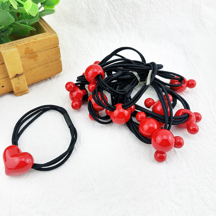 A2327 three-line red accessories, hair band, hair band, hair rope, hair accessory, head accessory, 2-yuan store wholesale supply in Yiwu Specification image