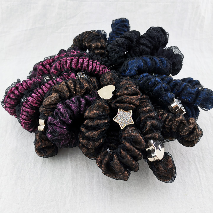 A3344 Diamond-encrusted premium velvet yarn hair band, thick hair rope, hair tie, hair accessory, hair bun, two-yuan store accessory details Picture