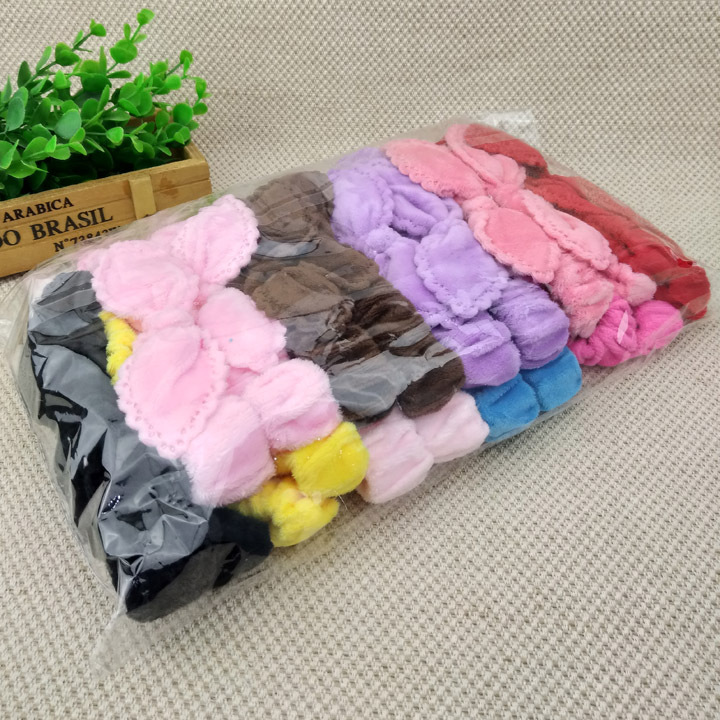A3626 solid-color rabbit ear velvet hair tie, hair band, hair accessory and headwear are available for wholesale at 2-yuan store in Yiwu Item Picture