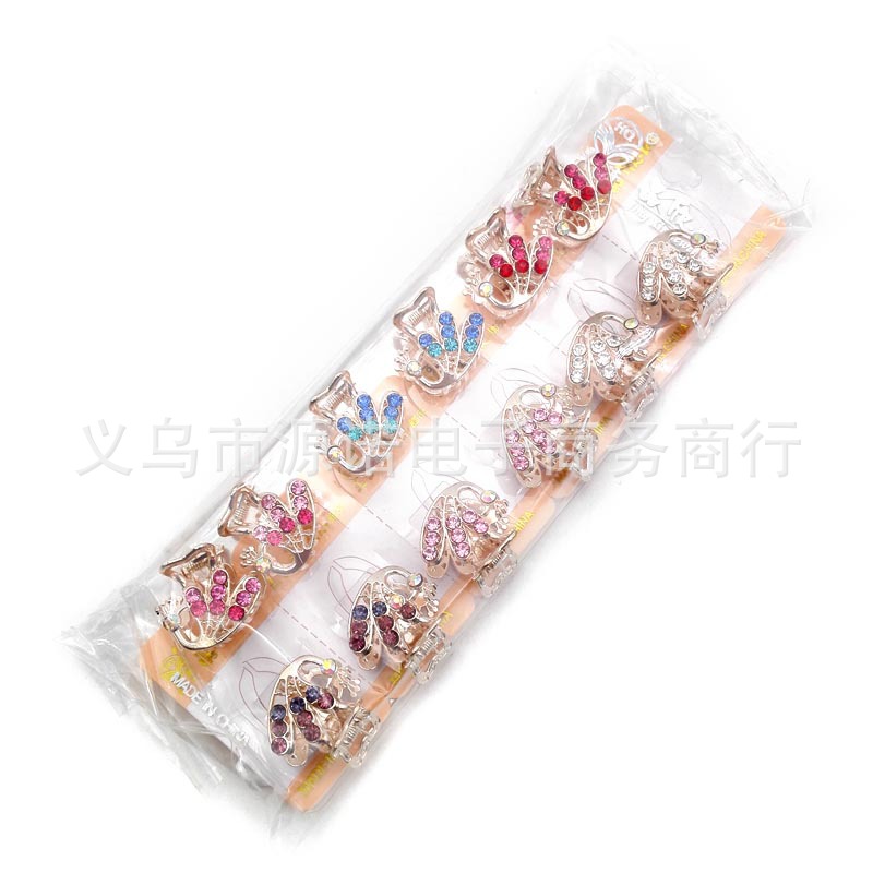 A2827 New water diamond Peacock Claw Clamp, claw clamp, hair accessory wholesale, two-yuan store Item Picture