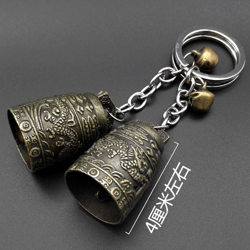 A1351 Antique copper bell Dragon pattern keychain, car keychain, retro Yiwu, 2 yuan details Picture