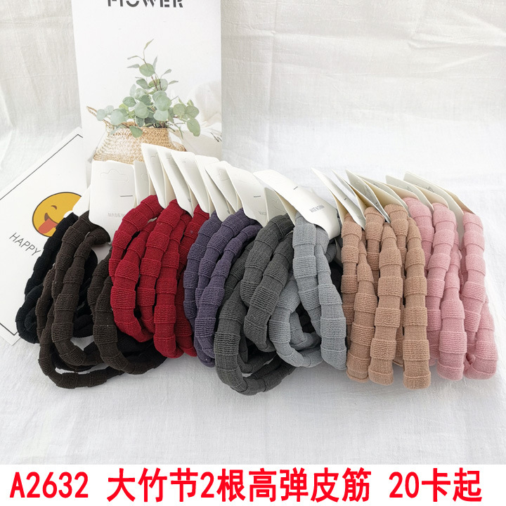 A2632 bamboo joint 2 high-elasticity rubber bands, plush rubber bands, black velvet cloth rings, wholesale of 2-yuan headwear in Yiwu Application Scenario