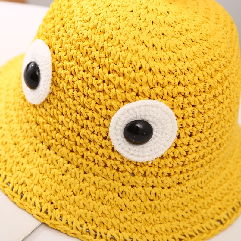 New children's straw hats, cartoon dinosaur straw woven sun hats, outdoor beach hats for boys and girls, sun protection and shade hats Item Picture