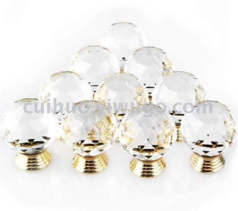 Wholesale hardware handle ball handle Crystal handle Cabinet handle Gold base 30mm