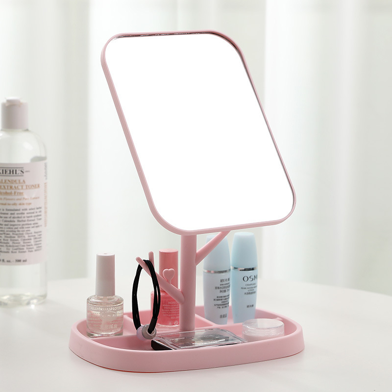 Creative high-definition desktop rotatable makeup mirror, foldable girls' desktop, princess mirror for student dormitories, and dressing mirror Specification image