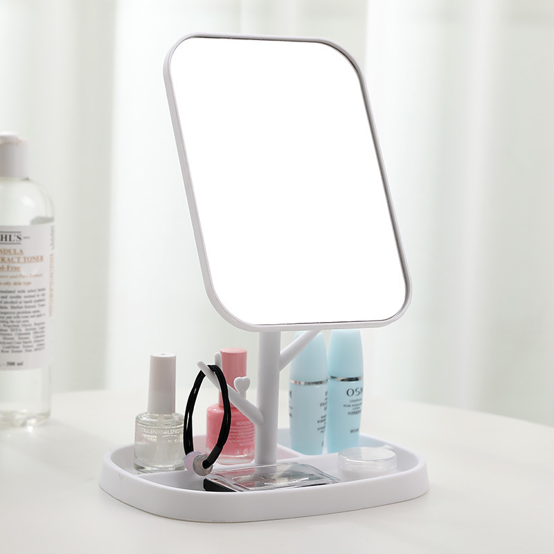 Creative high-definition desktop rotatable makeup mirror, foldable girls' desktop, princess mirror for student dormitories, and dressing mirror details Picture