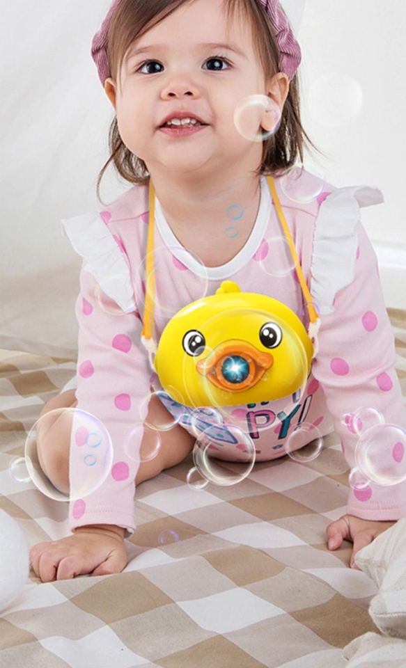 The new cross-border children's camera toy, the little yellow duck bubble machine, and the cartoon electric bubble camera are selling well at the wholesale street stalls Specification drawing